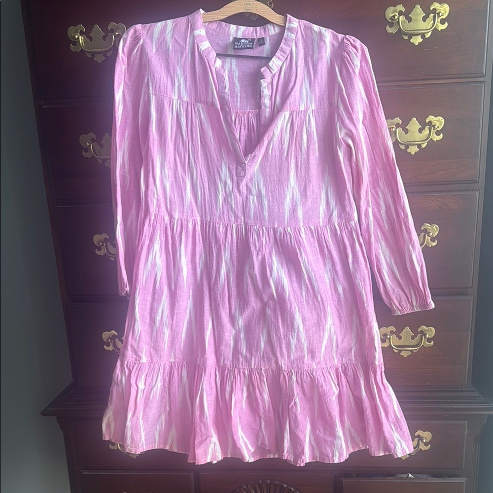Madison Mathews Pink and White cotton Dress